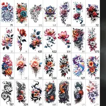 オレンジローズのカラフルフラワータトゥーシール【防水・おしゃれな雰囲気】