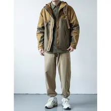 春秋向け復古風カラーブロックコート【ゆったりとしたカジュアルデザイン・メンズ用】