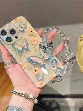 ブルーライト水晶バタフライデザインのスマートフォンケース【透明・vivo及びiqoo各機種対応】