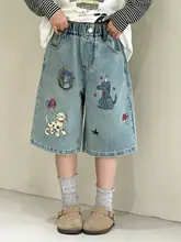 可愛らしいデザインの女の子用デニムパンツ【涂鸦スタイル・ショート丈】（セットアップ対応）