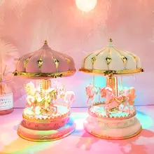 エレガントな回転木馬 オルゴール【七色に光る・子供用・クリスマス・誕生日ギフト】