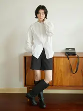 春夏用 スポーツカジュアルパンツ【深灰・ウエストゴム・高腰・レトロスタイル】