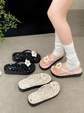 白色の高級感ある防滑厚底ビーチサンダル【女性用・夏季・スカートに合う・ヒールアップデザイン】（セットアップ対応）