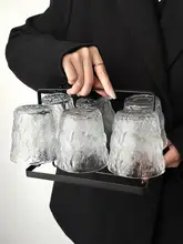 高級感ある氷河模様のカップホルダー【家庭用・リビングに最適・ガラス製・ジュースカップ】（セットアップ対応）