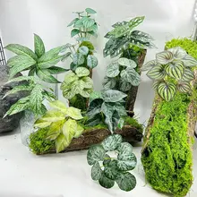 リアルなフェイクグリーン壁掛け植物【室内装飾用・グリーンリーフ・小型ポット】
