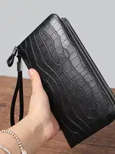 クロコダイル柄の長財布【本革・ダブルファスナー・多カードポケット・高級デザイン】