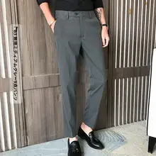 秋季ストライプデザイン メンズスリムフィット九分丈パンツ【カジュアル・トレンド】（セットアップ対応）