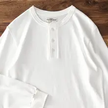 コットン ヘンリーネック メンズ ビッグサイズ 秋 アメリカンビンテージ ロングスリーブ Tシャツ