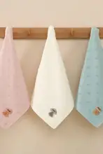 柔らかく吸水性抜群！マッシュルーム刺繍デザインの洗面器用タオル【ガーゼコットン・家庭用・ホテル用】