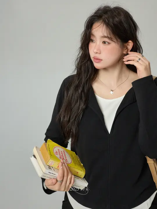 トップス レディース 大きいサイズ ぽっちゃり 春 フェイクレイヤード ジップアップ カーディガン スウェット Tシャツ バイカラー 着痩せ 体型カバー