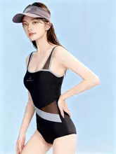 スポーティーなブラックワンピース水着【カラーコンビネーション・競技用・フィット感】