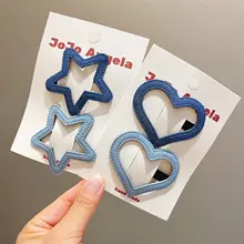 ヘアアクセサリー ベビーピン ヘアクリップ キッズ ガールズ ベビー デニム 星 雲 前髪留め サイドクリップ 「JoJo」