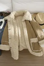 カキ色のムートンコート【レトロな高級感・厚手・保温性・羊毛】