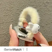 Apple Watch バンド レディース うさぎモチーフ モコモコ ファー ストレッチ 上品 個性的 秋冬 「iserisewatch」