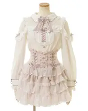 美しいリボンデザインのオフショルダーシフォンブラウス【レース・ウエスト強調】（セットアップ対応）