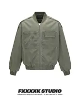 オリジナル ワークジャケット メンズ チェック柄 スタンドカラー 大型ポケット ウォッシュ加工 ヴィンテージ アメリカン風 ストリート 秋 冬「FXK」