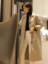 冬用中長コート【コットン・膝上丈・気品あるデザイン】