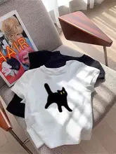 デザイン性がある猫プリントTシ  ャツ【綿素材・ゆったりシルエット・夏用】