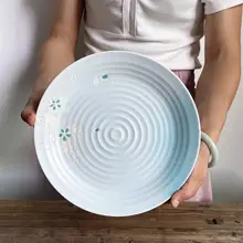 白樺の花デザイン 陶器製プレート【マット仕上げ・創意サラダ皿・丸型・家庭用】