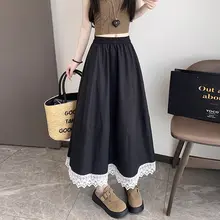 フリル付きプリーツデザインのハイウエストフレアスカート【夏用・大きな裾・着やせ効果  】（セットアップ対応）