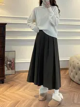 ZSS YIER 冬用 ゆったりシルエットのハーフゴムウエスト プリーツスカート【快適・落ち感のある素材】