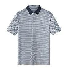 夏用クールタッチの極上の柔らかさのポロシャツ【格子柄・麻のような光沢・抗シワ・短袖】