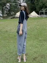 春秋用サロペットパンツ【韓国風・シルエット・ワイドレッグ・ヴィンテージスタイル】