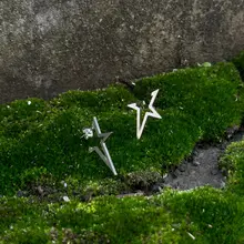 Komeiku 星型の稲妻デザイン タイタンスチール製イヤリング【ユニセックス・ストリート・ヒップホップスタイル】