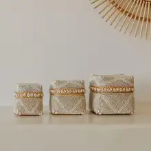 プリンセス風デザインの手作りビーズと貝殻のバンブー収納ジュエリーボックス【装飾用】