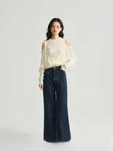 肩出しデザインのニットトップス【春用・修身・ロングスリーブ・インナー】