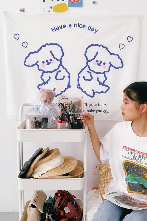 タペストリー 壁掛けファブリック インスタ映え ガーリー 寝室 壁飾り 賃貸 寮 模様替え 撮影背景