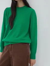 純粋な羊毛のラウンドネックセーター【シンプルデザイン・重ね着に最適・女性用】