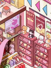立体小屋とスーパーのミニチュアシーンステッカー【ディスプレイ用・趣味の世界】