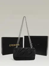 ミニスクエアバッグ レディース クシュ加工 チェーン 斜め掛け ショルダー 春夏「CFEIKSHI」