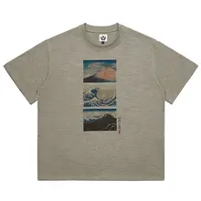 半袖Tシャツ ユニセックス 綿100% 浮世絵柄 神奈川沖浪裏 北斎 通気性 インスタ映え 夏