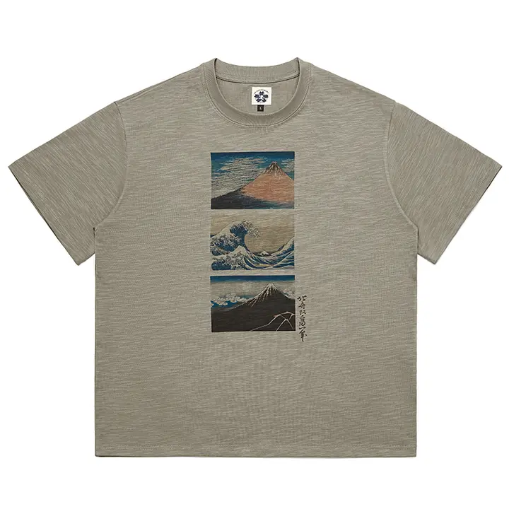 半袖Tシャツ ユニセックス 綿100% 浮世絵柄 神奈川沖浪裏 北斎 通気性 インスタ映え 夏