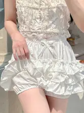 女性用フリル付きケーキスカート風パンツ【夏用・透け防止・タイトなデザイン】（セットアップ対応）