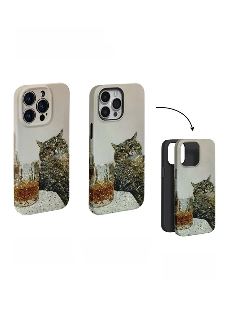 微醺ワイン猫デザインのスマホケ  ース：デザインと実用性を両立した保護機能の詳細