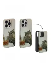 微醺ワイン猫デザインのスマホケース【iPhone用・ソフトタイプ・対応機種多数】