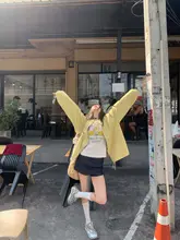 甘美なデザイン！デニム風低腰スカートパンツ【ブルー・ショート】