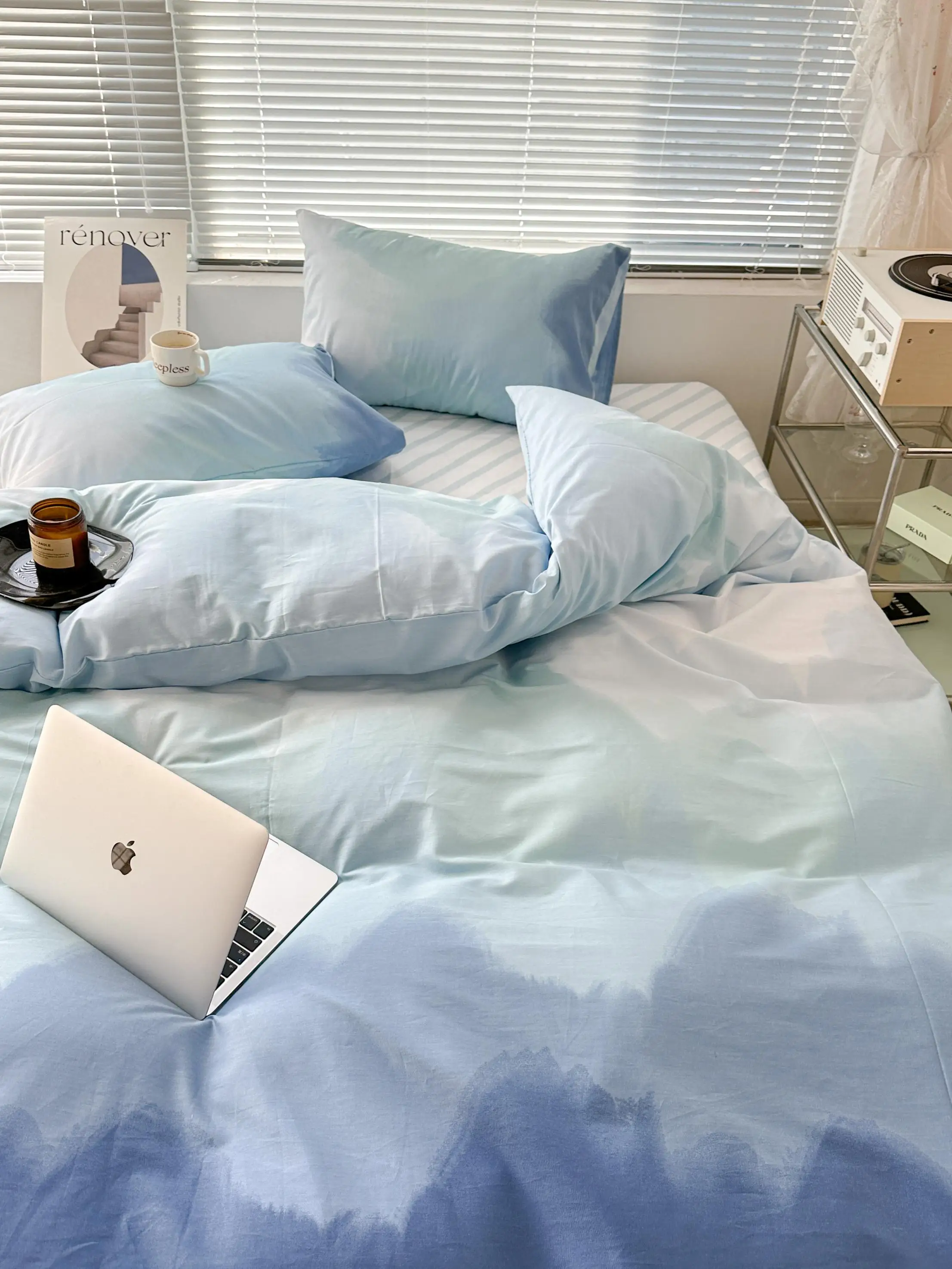 ベッド用4点セット 100%コットン シンプルスタイル：ワンルームや狭い部屋に最適な収納付きシーツ