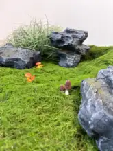 リアルな石風の観葉植物飾り【ミニチュアジオラマ用・階段下装飾】