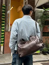 トートバッグ ショルダーバッグ ユニセックス おしゃれ 個性的 ダーク系 ストリート バイク風 「YUEN」