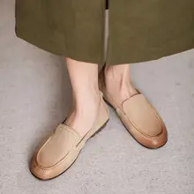 本革 ローファーシューズ【柔らかいソール・フラット・ブラウン・軽快デザイン】