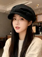 麂皮绒 ベレー帽【八角型・イギリス風・レトロスタイル・フリーサイズ】