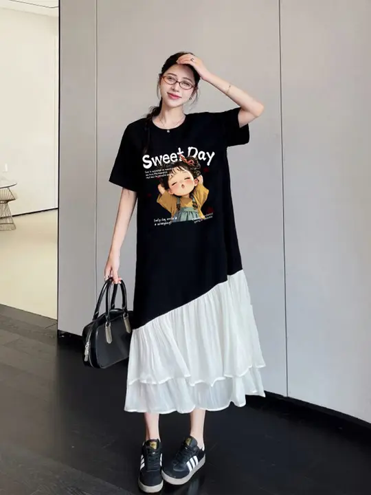体型をカバーするエレガントな夏のワンピース【半袖・ゆったり・マタニティ対応・フレンチスタイル】（セットアップ対応）