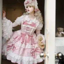 オリジナルデザインの純綿ジョスカート【心動くぬいぐるみ・ティーパーティー風・ロリータスタイル】（セットアップ対応）