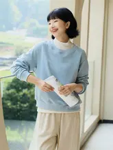 極上の柔らかさのコットン丸首スウェット【三色・デザイン】