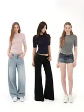 ベーシック三色クルーネック半袖Tシャツ【スリムフィット・おしゃれなデザイン】