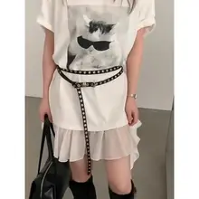 リボンベルト付きドレス【細ベルト・二重リング・春夏用】